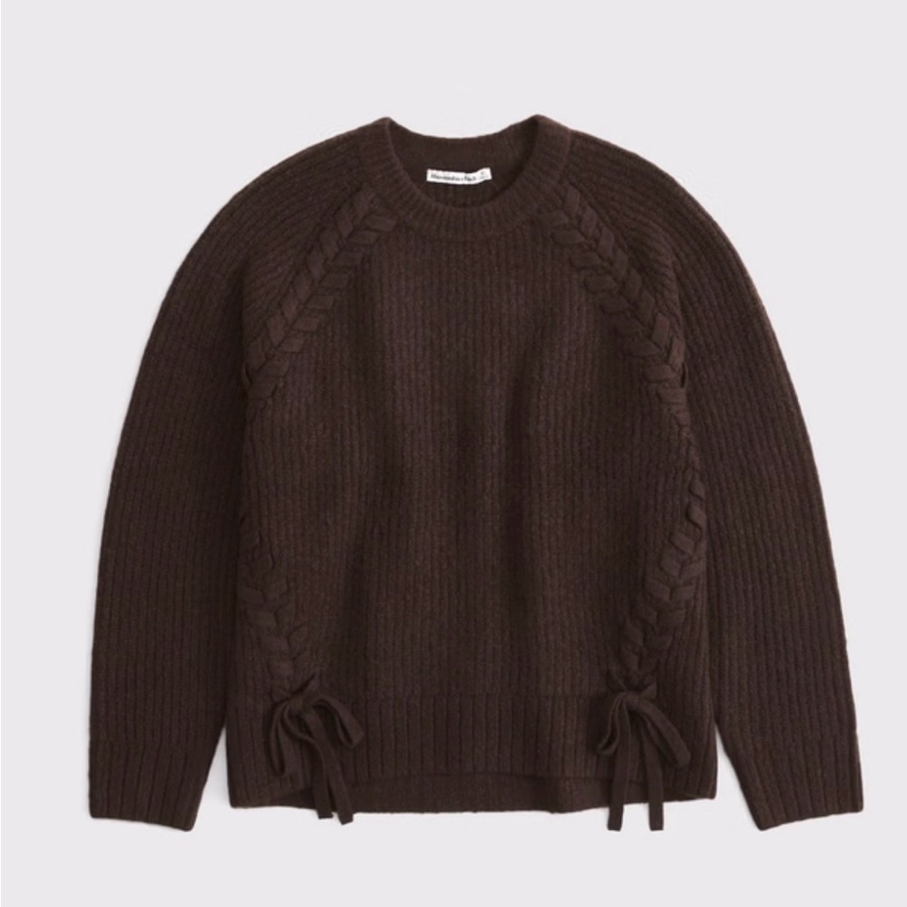 Abercrombie Lace Up Crew Sweater NEW